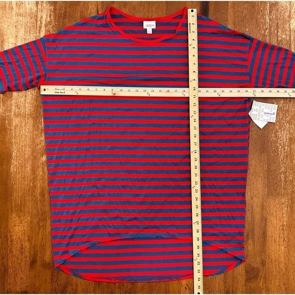 NWT Lularoe Blue & Red Striped Irma Top Size Large - Picture 5 of 9
